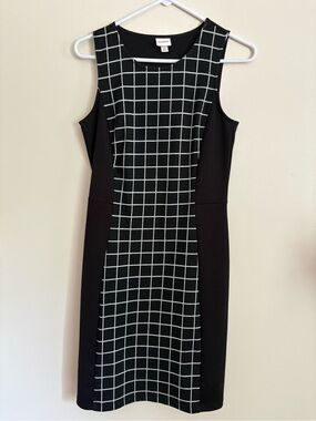 Merona Black and White Grid Sheath Midi Dress